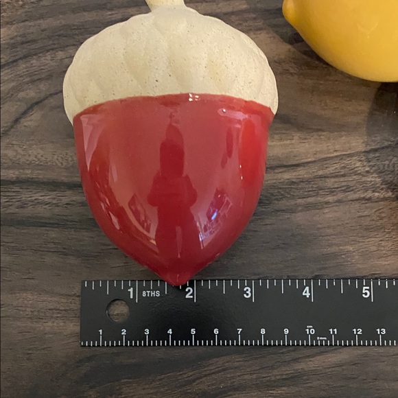 Colorful Ceramic Acorn Decor Set (3). Orange, Red & Yellow. - Picture 8 of 10